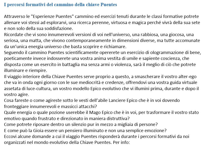 I percorsi formativi dellla Chiave Puentes